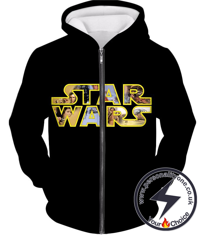 Star Wars Super Cool Star Wars Promo Amazing Black Zip Up Hoodie